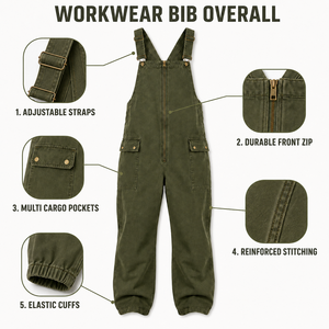 High Quality <b>Men</b>’s Bib Work Overalls Front Zip Closure Adjustable Braces Multi Pocket Durable Twill Worker <b>Dungarees</b> - Product Image 5