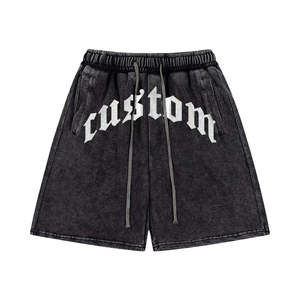 Shorts en coton pour homme, imprimés sur mesure, avec cordon de serrage à la taille et poches avant, style décontracté - Product Image 1