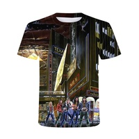 T-shirt pour homme en polyester à motif personnalisé tricoté en 3D avec impression numérique, nouveau design 2022, col anime, vente en gros, respirant, séchage rapide