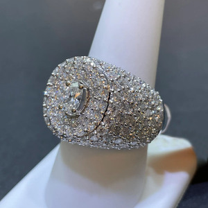 Micro Paved Set Oval Cut Moissanite Diamond Iced Out Hip Hop Engagement Wedding <b>Ring</b> for <b>Men</b> 925 Sterling <b>Silver</b> Big Hollow <b>Ring</b> - Product Image 3