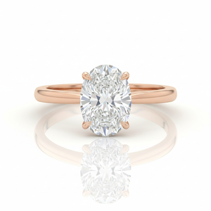 Bague de fiançailles en or rose 9 carats avec diamant de laboratoire taille ovale, solitaire certifié IGI, bague de mariage moderne plaquée or, cadeau - Product Image 1