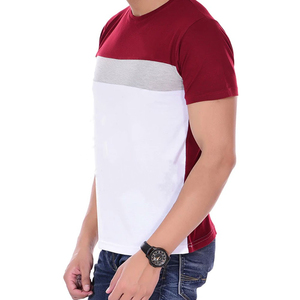 T-shirt à manches courtes en tricot pour homme, col rond, coupe classique, style décontracté, blanc, rouge, gris, polyester/coton, anti-boulochage - Product Image 6