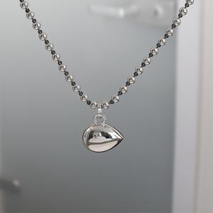 3.0ct Button Back Georgian Cut Down Collet Set Pear Moissanite Pendant Blackened Gold Pendant Blackened Link Ball n Chain - Product Image 5