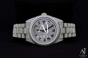 Reloj de Lujo con Incrustaciones de Moissanita, Cuarzo, Acero Inoxidable, Esfera Analógica con Números Arábigos y Correa para Hombre y Mujer - Product Image 5