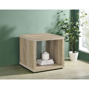 Mesa Auxiliar Cuadrada de Madera de Pino Envejecida, Diseño de Consola Flint - Product Image 1
