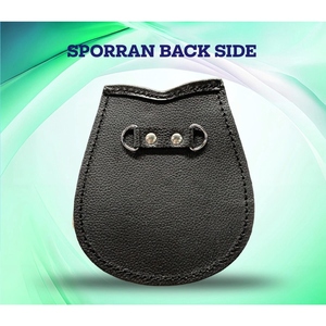 Sporran en cuir noir personnalisé avec fausse fourrure, chaîne métallique avant, pompons, emblème de gazon celtique, pochette classique pour kilt écossais des Highlands - Product Image 5