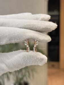 Boucles d'oreilles pendantes en diamant de laboratoire de forme marquise, 0,30 ct VVS VS EF, or massif 14 carats, bijoux de luxe contemporains pour femme - Product Image 3