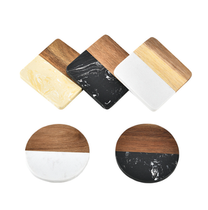 White <b>Gold</b> Black Luxury Hexagon Round square Natural Wood Wooden Marble <b>coaster</b> - Product Image 1