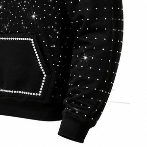 Sudadera con capucha para hombre, estilo urbano, informal, de manga larga, a la moda, para invierno, con pedrería. - Product Image 6