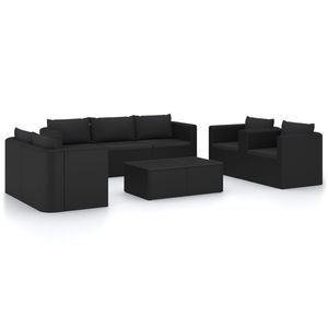 Ensemble de salon de jardin en acier noir thermolaqué avec rotin PE et polyester, mobilier d'extérieur élégant - Product Image 2