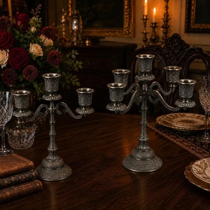 Fancy <b>Brass</b> Candelabra With Three Arms Decorative Home Candle <b>Holder</b> For Table Centerpiece At Best Price - Product Image 5