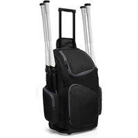 Sac à dos à roulettes Work N Shine personnalisable pour bâton de baseball, 50-70L, en nylon, multifonctionnel, avec porte-bâtons et roues