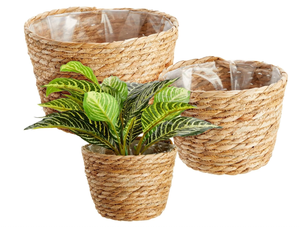 Pots de rangement de jardin en jacinthe d'eau naturelle de style rétro, fabriqués au Vietnam, avec poignées, tissés à la main, durables, pour l'extérieur, écologiques - Product Image 3