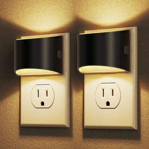 Confezione da 2 luci notturne a LED con sensore crepuscolare, da collegare alla presa a muro, 3 livelli di luminosità regolabili, luce notturna plug-in - Product Image 1