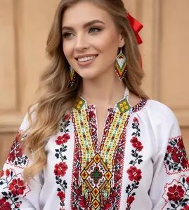 Ensemble collier et boucles d'oreilles perlés de style bohème ukrainien – Bijoux ethniques avec boucles d'oreilles pour Noël, fête - Product Image 2