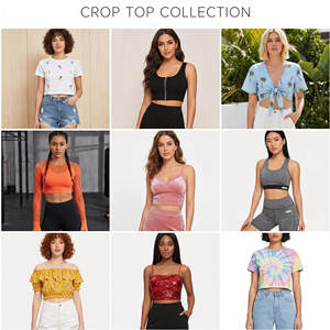 Wholesale Women's Sexy Summer One <b>Set</b> Short Going Out Crop Top Open Back Deep V Neck Sleeveless Tank Tops Party Clubwear - Product Image 2