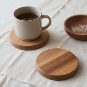 Stackable Wooden Coaster Set Round Heat Resistant Drink Rest for Coffee Tea Mug Glass Non Slip <b>Table</b> <b>Protection</b> Kitchen Area Use - Product Image 3