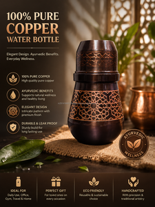 Carafe à eau en cuivre de qualité supérieure pour la vente en gros, design classique, grande capacité, bienfaits ayurvédiques, robuste, pour la salle à manger - Product Image 2