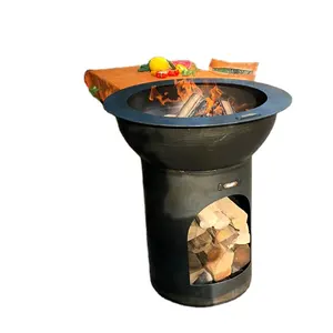금속 둥근 불 구덩이 싸게 인도 제조자와 유효한 옥외 정원 당을 위한 목제 저장 BBQ 석쇠 불 구덩이