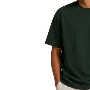 เสื้อยืดโอเวอร์ไซส์สีเขียวเข้มสำหรับผู้ชาย แขนสั้น ผ้าฝ้าย คอกลม ปักลายเรือ โลโก้ ลำลอง สตรีทแวร์ ทรงหลวม แฟชั่น - Product Image 3
