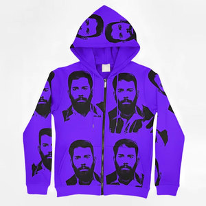 Sweat à capuche pour homme personnalisé BASAALI 100% coton, imprimé au crochet, en tissu polaire écologique, avec fermeture éclair, imperméable et respirant, pour l'automne - Product Image 5