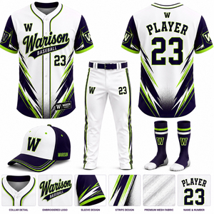 High Quality Baseball Uniform Kit Unisex Softball Sublimation Jersey Pants Socks And Caps Set With Customized Name And Number - Product Image 3