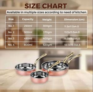 Copper Cookware Round Sauce Pan with <b>Hammered</b> Design Metal Brass Handle for Cooking and Serving Copper Cookware Round Sauce Pan - Product Image 2