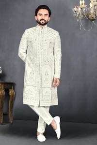 Costume Indo-Occidental Noir Élégant pour Homme, Motif Aigle Brodé, Perles Haute Densité, Tenue de Soirée Formelle, Ensemble de Marié Ethnique - Product Image 3