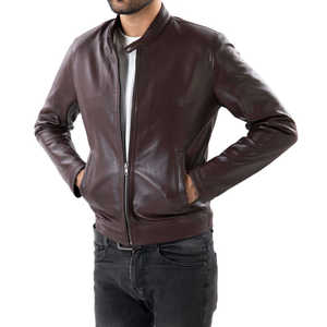 Men's 100% Cow Skin Jacket Front Logo Comfortable Zipper Stand Collar Customizable Breathable Windproof Winter High Street - Product Image 5