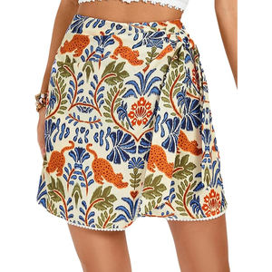 กระโปรงฮาวายสำหรับผู้หญิง ผ้าฝ้าย 100% ลายดอกไม้ปักสไตล์ Aloha น้ำหนักเบา ระบายอากาศได้ดี เหมาะสำหรับงานปาร์ตี้ชายหาดในฤดูใบไม้ร่วง สไตล์เกาะ - Product Image 1