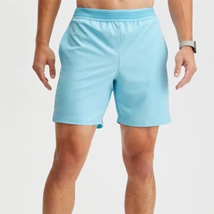 Shorts de sport Bermuda pour homme, bleu ciel, en spandex/coton, taille mi-haute élastique, tendance, séchage rapide - Product Image 4