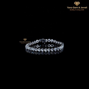14k <b>Solid</b> <b>Gold</b> Brilliant Heart Shape CVD Lab Grown Diamond Tennis Bracelet for Valentine Gift D-E-F Color VVS-VS Clarity 14 TCW - Product Image 2