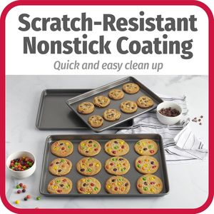 Everyday Nonstick 3-Pack Baking Sheet Set with Small Medium Large Carbon Steel Pans Cookie Sheet <b>Bakeware</b> - Product Image 5