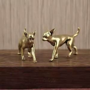 Sculpture de chien en laiton poli, figurine décorative pour la maison, pour étagère de chambre, table de bureau et décoration de hall - Product Image 3