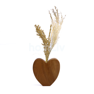 Vase à fleurs en bois d'acajou fait main, design scandinave, en forme de cœur, éco-responsable, centre de table de mariage en bois massif naturel - Product Image 2
