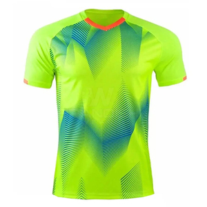 เสื้อฟุตบอลแขนสั้น คอกลม ผู้ใหญ่ ทรงปกติ ยูนิเซ็กซ์ สีเขียวขาวลายทาง พิมพ์ชื่อทีมตามสั่ง แบบซับลิเมชั่น ระบายเหงื่อได้ดี - Product Image 1