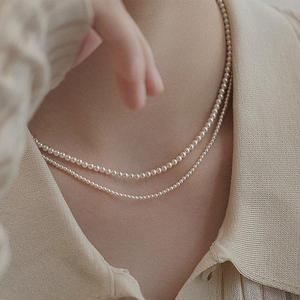 Collar de Perlas Shijia de Doble Capa de Alta Gama para Mujer, Diseño Simple de Cadena para Clavícula con Perlas de Arroz - Product Image 1