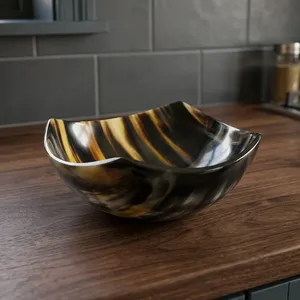 Bol en corne de buffle, artisanal, poli, corne naturelle, bol de service, vaisselle artisanale décorative pour la maison, la cuisine, la salle à manger, le restaurant - Product Image 4