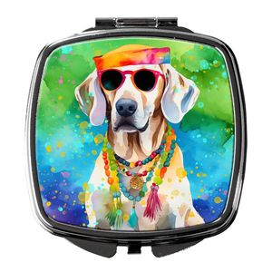 Miroir de maquillage de voyage pour femmes et filles Design compact pliant avec cadeau décoratif Hippie Dawg pour les amoureux de Weimaraner - Product Image 1