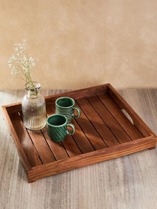 Bandeja de Servir Cuadrada de Madera Hecha a Mano, Moderna, 10x10x2 Pulgadas, con Asas de Hierro, para Decoración de Mesa de Comedor en Bodas y Ramadán, FAIZA CRAFT - Product Image 5