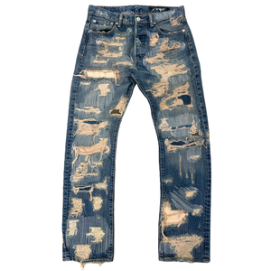 กางเกงยีนส์ผู้ชายลายดอกไม้ ขาดเซอร์ๆ สไตล์วินเทจ ล้างสี 3 มิติ ทอ สำหรับฤดูร้อน ฤดูหนาว ฤดูใบไม้ร่วง แฟชั่นสตรีทแวร์ - Product Image 1