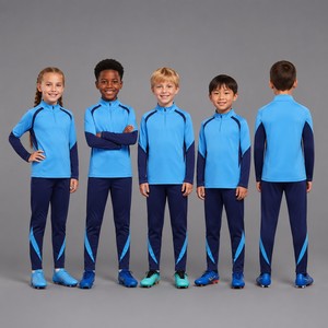 Ensemble de survêtement de football personnalisé pour jeunes et enfants, modèle 2627 AW, épais et chaud, avec maillot à manches longues et pantalon, design de gilet offert, prix de gros en gros - Product Image 1