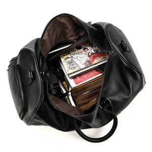 Leather <b>Duffel</b> <b>Bag</b> With Shoe Compartment Zipper Closure Travel Weekender <b>Bag</b> Black <b>Duffel</b> <b>Bag</b> Travel Duffle <b>Bag</b> - Product Image 6