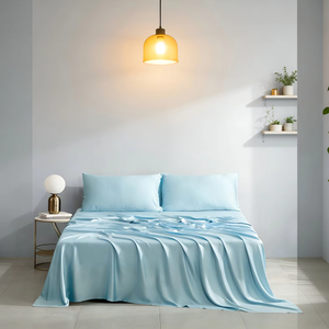 100% Bamboo Satin Custom Bedding Set Modern <b>Flat</b> <b>Fitted</b> <b>Sheet</b> Sets - Product Image 1