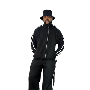 KY Men's Unisex Windbreaker Set with Stand Collar <b>Jacket</b> and <b>Straight</b> Leg Two-Piece Set Contrast Trim Detail Men's Tracksuit new - Product Image 5