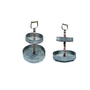 Support de service à 3 niveaux en métal galvanisé, style moderne, plateau rond à étages, présentoir à cupcakes et desserts en acier pour cuisine et fêtes - Product Image 5