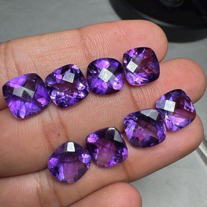 Wholesale Natural <b>Cushion</b> Cut Amethyst Facet Gemstones Gemstone CABS CUTTING Cabochon Handiwork Ring DIY Third Party Certified - Product Image 2