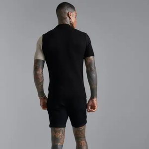 Cotton/Spandex Men's for <b>Shirts</b> High Quality Custom Embroidered Front Logo Sportswear Breathable Canvas <b>Gothic</b> Solid Pattern - Product Image 3