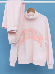 Sweat-shirt surdimensionné en coton côtelé avec impression de logo personnalisé, sweat-shirt à col montant pour femmes, sweat-shirt décontracté - Product Image 4