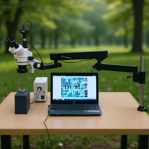 กล้องจุลทรรศน์สเตอริโอซูมแบบสามตา 3.5X-180X พร้อมกล้องดิจิตอล 10MP - Product Image 3